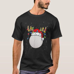 Golf Ball With Santa Hat Reindeer Antlers Christma T-Shirt
