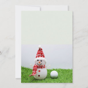 Golf ball with Snowman golfer Christmas Holiday Card