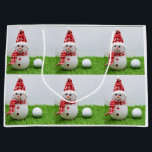 Golf ball with Snowman on Christmas Holiday Large Gift Bag<br><div class="desc">Golf ball with Snowman on Christmas Holiday Large Gift Bag</div>