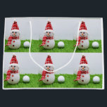 Golf ball with Snowman on Christmas Holiday Large Gift Bag<br><div class="desc">Golf ball with Snowman on Christmas Holiday Large Gift Bag</div>