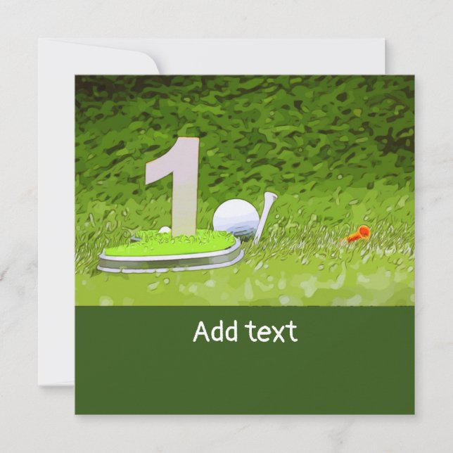 Golf ball with tee 1st birthday anniversary golfer card (Front)