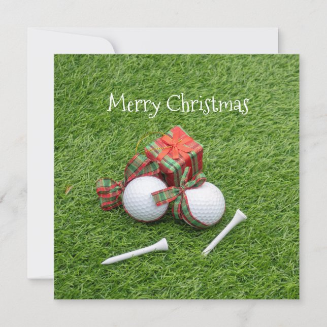 Golf ball with tee and gift for golfer Christmas (Front)