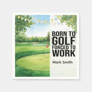 Golf ball with tee golfer Born to Golf Birthday Napkins