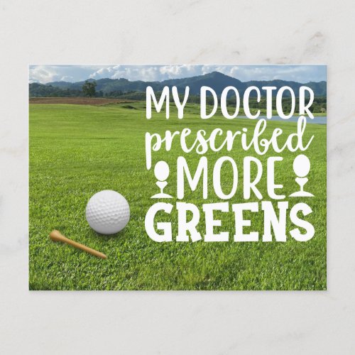 Golf  ball with tee on green grass   postcard