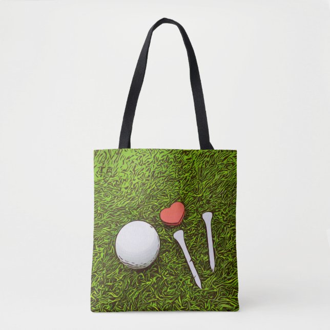 Golf ball with tees and heart love Tote Bag brides (Front)