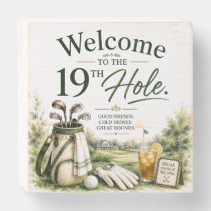 Golf ball with text watercolor wooden box sign