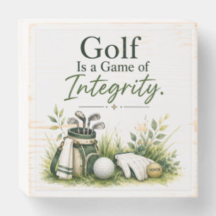 Golf ball with text watercolor wooden box sign