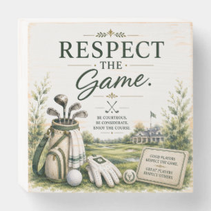 Golf ball with text watercolor wooden box sign
