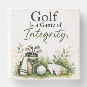 Golf ball with text watercolor wooden box sign