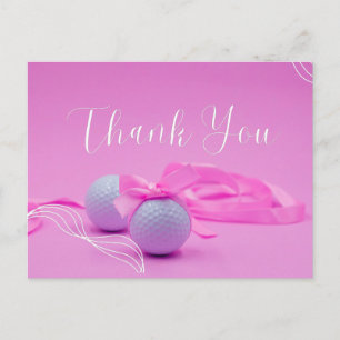 Golf ball with thank you on pink for baby girl postcard