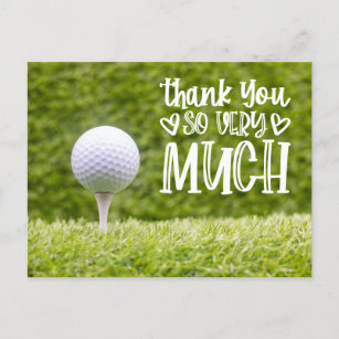 Golf ball with Thank you so much on green grass Postcard