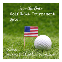 Golf ball with U.S.A. flag on green grass Magnetic Invitation