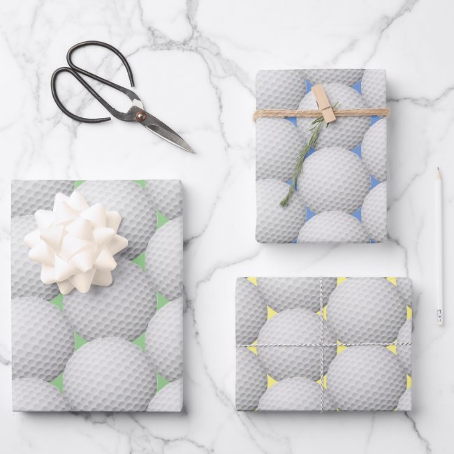 Golf Balls Abstract Design Wrapping Paper Set