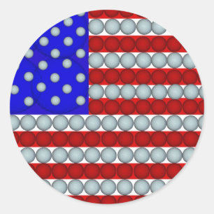 Golf Balls American Flag Round Stickers