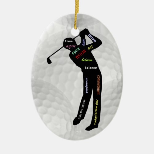 Golf Balls and Golfing Motivational Words Ceramic  Ceramic Ornament