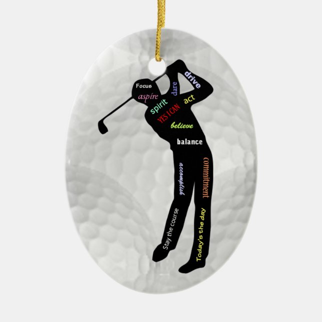 Golf Balls and Golfing Motivational Words Ceramic  Ceramic Ornament (Front)