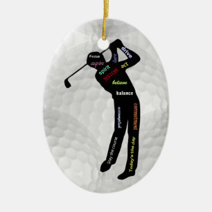 Golf Balls and Golfing Motivational Words Ceramic  Ornament