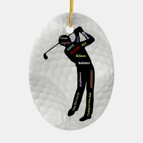 Golf Balls and Golfing Motivational Words Ceramic Ornament