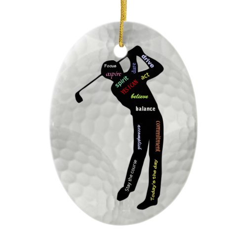 Golf Balls and Golfing Motivational Words Ceramic Ornament