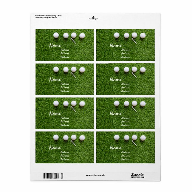 Golf balls and tee on green grass label (Full Sheet)