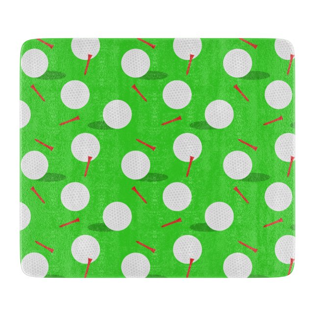 Golf Balls and Tees Fun Golfing Pattern Cutting Board (Front)