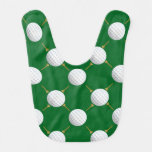 Golf balls and Tees on Green Baby Bib