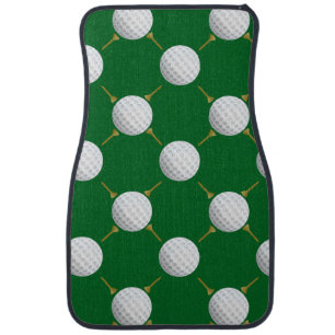 Golf balls and Tees on Green Car Floor Mat