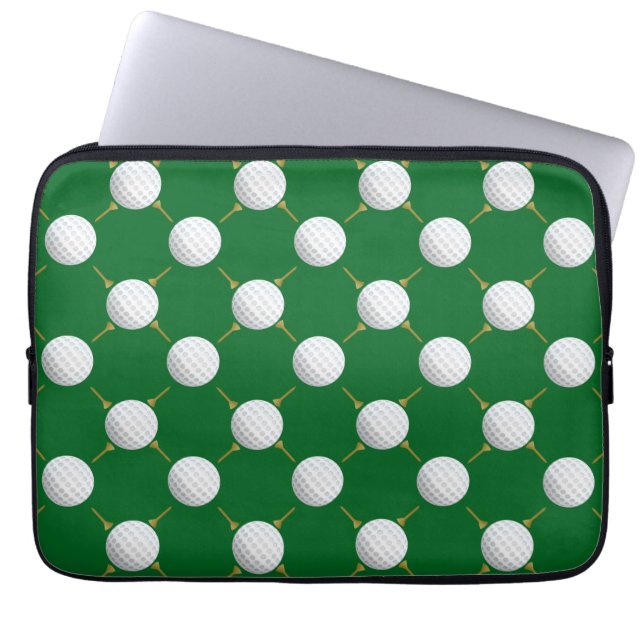 Golf balls and Tees on Green Laptop Sleeve (Front)