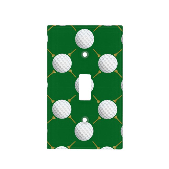 Golf balls and Tees on Green Light Switch Cover (Front)