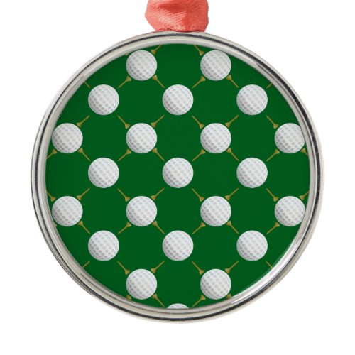 Golf balls and Tees on Green Metal Ornament