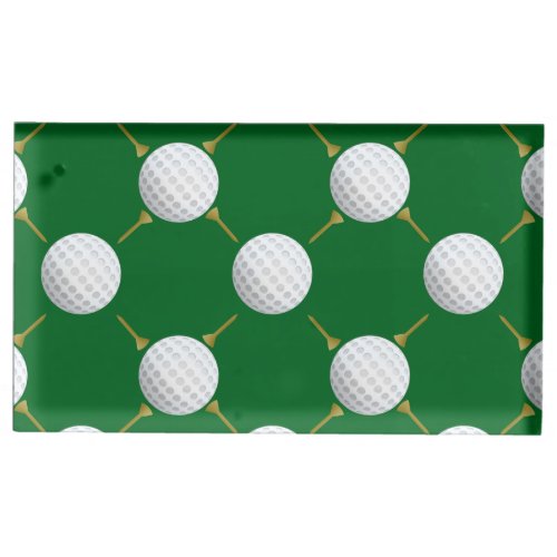 Golf balls and Tees on Green Place Card Holder