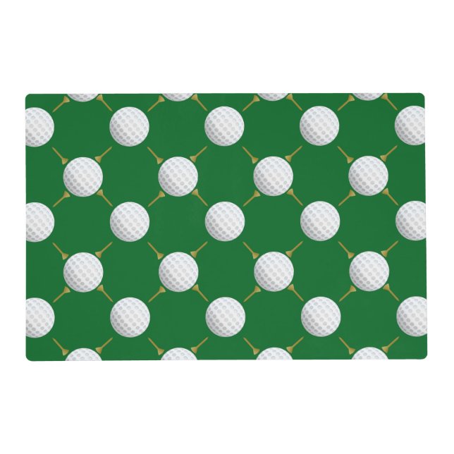 Golf balls and Tees on Green Placemat (Front)