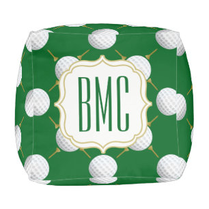 Golf balls and Tees on Green Pouf