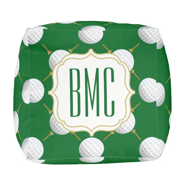 Golf balls and Tees on Green Pouf (Top)
