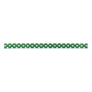 Golf balls and Tees on Green Satin Ribbon