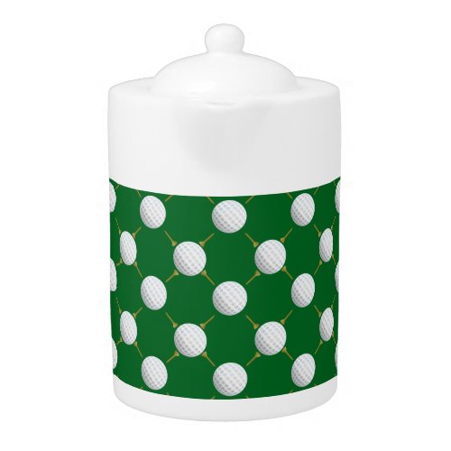 Golf balls and Tees on Green Teapot