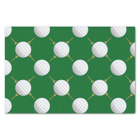 Golf balls and Tees on Green Tissue Paper
