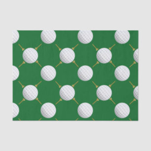 Golf balls and Tees on Green Tissue Paper