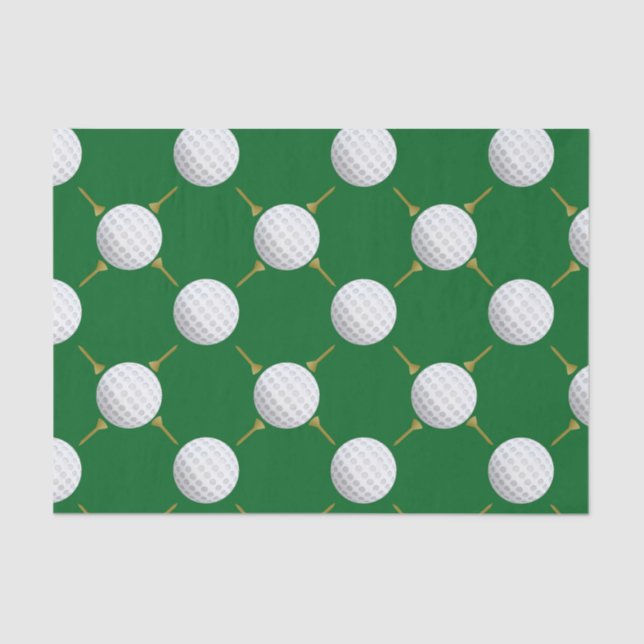 Golf balls and Tees on Green Tissue Paper (Front)
