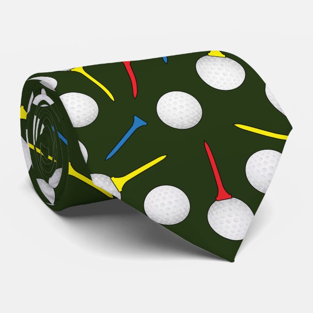 Golf Balls and Tees Pattern Golfer  Neck Tie (Rolled)