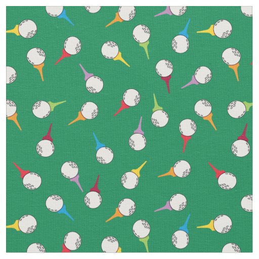 Golf Balls and Tees Print Fabric