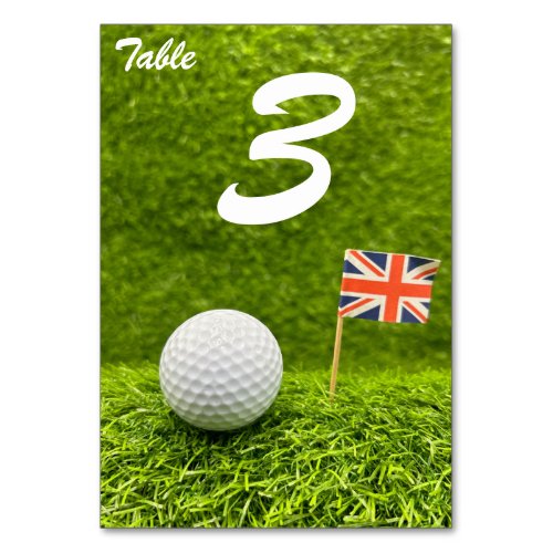 Golf balls and Union Jack Flag London England UK Table Number