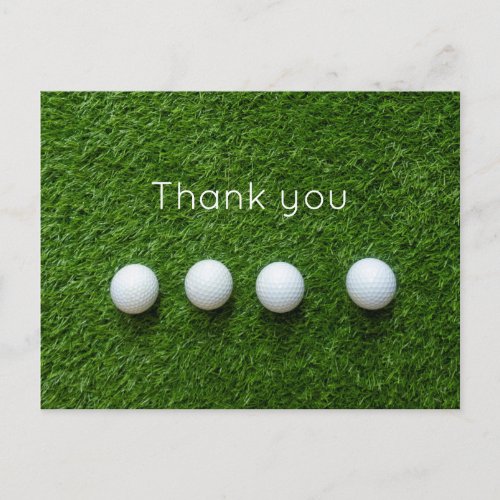 Golf balls are on green grass Thank you card