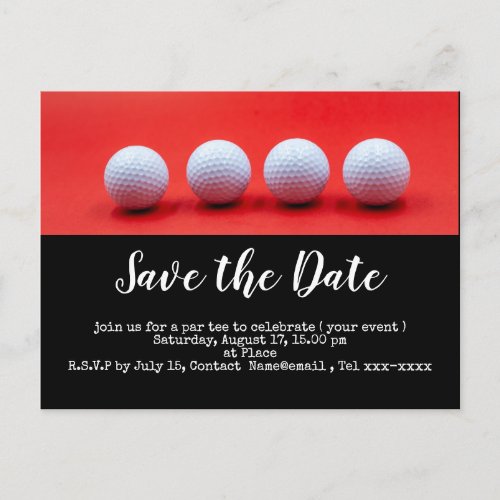 Golf balls are on red background postcard