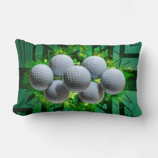 Golf Balls Arranged on an Abstract Green Pattern