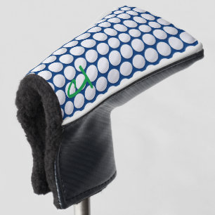 Golf Balls Blue White INITIAL Modern Fun Golfer Head Cover