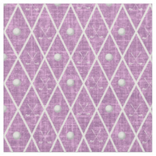 Golf Balls & Clubs Argyle on Light Pink Purple Fabric