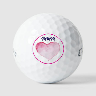 Golf Balls CUSTOM INITIAL WATERCOLOR PINK HEART