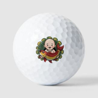 Golf Balls | Cute Boy with Lucky Koi