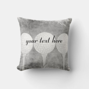 golf balls distressed gray add text golfers custom throw pillow